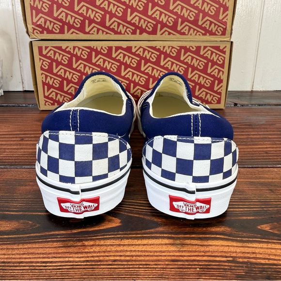 NIB Vans Classic Slip-On Color Theory Checkerboard Navy White Sneakers - Picture 7 of 11